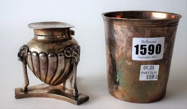 A FRENCH BEAKER AND A SILVER INK STAND (2)