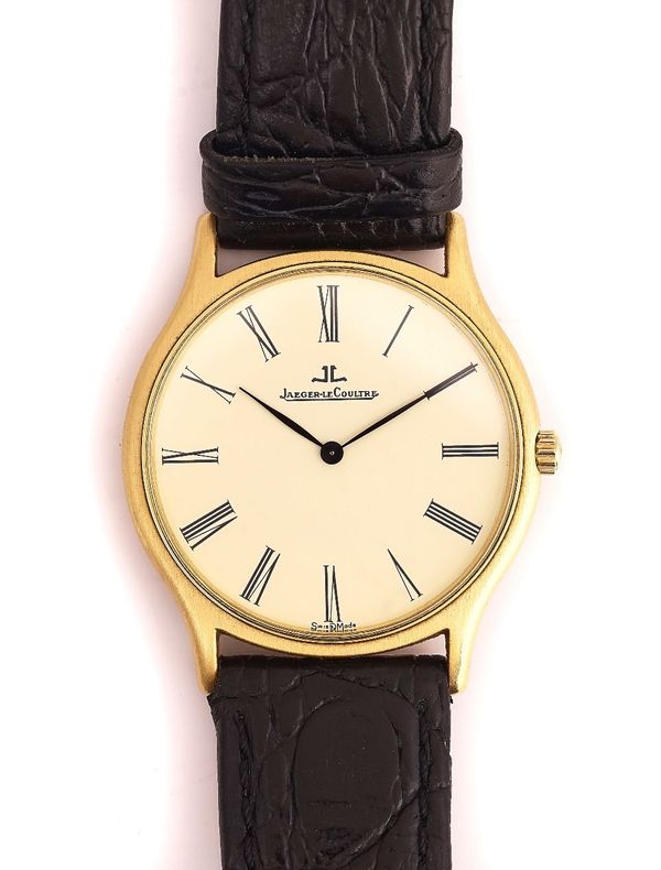 A JAEGER-LE COULTRE 18CT GOLD CIRCULAR CASED GENTLEMAN'S WRISTWATCH