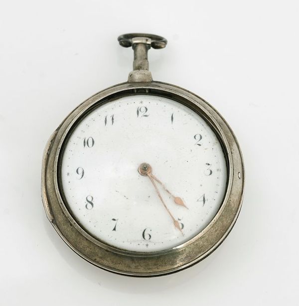 A GEORGE III SILVER PEAR CASED OPENFACED GENTLEMAN'S POCKETWATCH