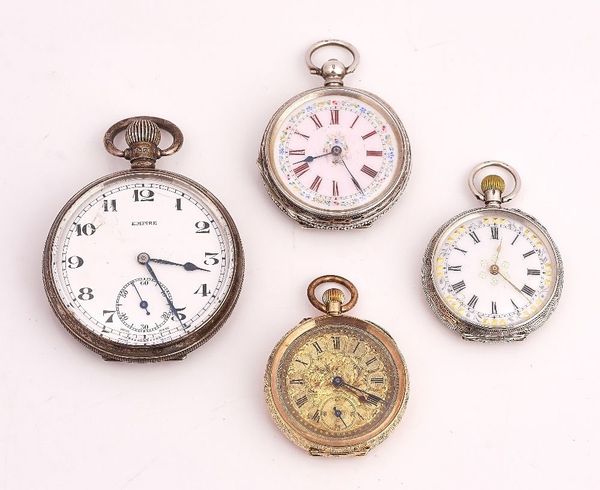 FOUR OPEN FACED WATCHES (4)