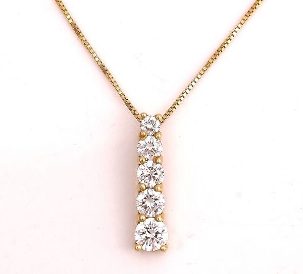 AN 18CT GOLD AND DIAMOND PENDANT WITH A GOLD NECKCHAIN (2)