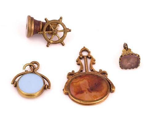 AN AGATE ROTATING PENDANT FOB SEAL (4)