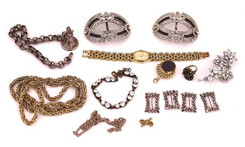 A 9CT GOLD MOUNTED BLOODSTONE AND AGATE ROTATING FOB SEAL, BIRMINGHAM 1901 AND FURTHER ITEMS