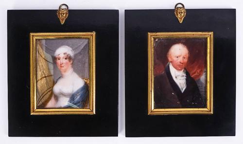 TWO PORTRAIT MINIATURES OF MR & MRS WILLIAM CALTON RUTSON