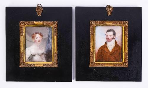 TWO PORTRAIT MINIATURES OF MR & MRS WILLIAM JAMES