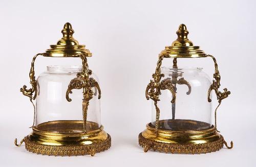 A PAIR OF GILT BRASS WINGED GRIFFIN HALL LANTERNS (2)