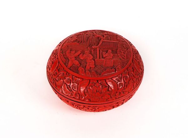 A GROUP OF SOUTH-EAST ASIAN CINNABAR LACQUER ITEMS, INCLUDING A BURMESE FOOD OFFERING VESSEL (6)