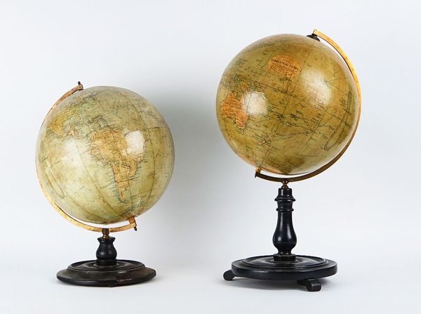 A PHILLIPS 12 INCH TERRESTRIAL GLOBE AND ANOTHER (2)