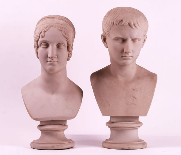 A RESIN BUST OF A YOUNG JULIUS CAESAR AND ANOTHER (2)
