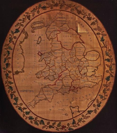 A GEORGE III SILK WORK MAP OF THE BRITISH ISLES