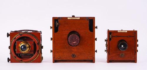 THREE MAHOGANY & BRASS PLATE CAMERAS