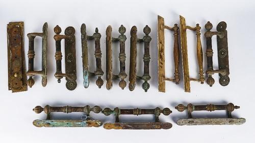 FIVE PAIRS OF VICTORIAN DOOR HANDLES (16)