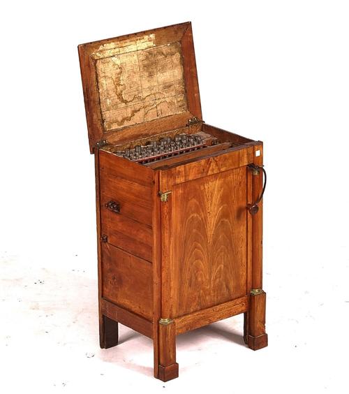 A FRENCH EMPIRE WALNUT CABINET ORGAN