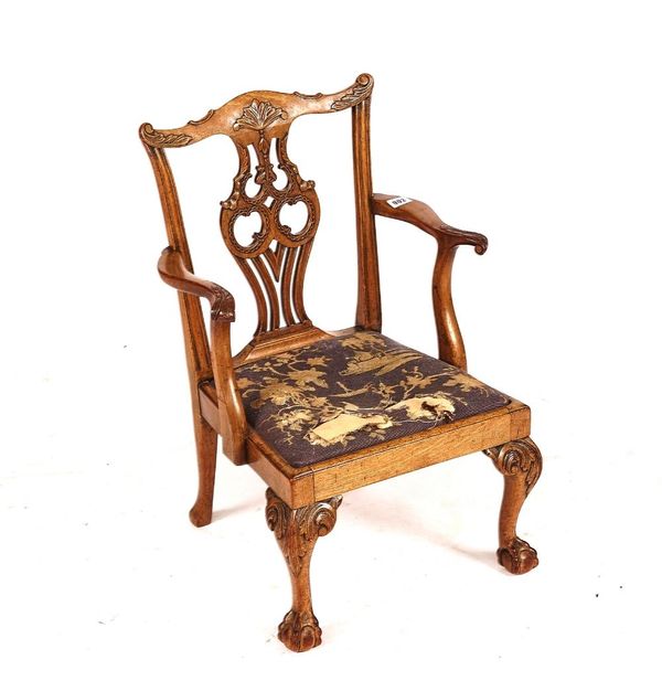 A MID-18TH CENTURY STYLE CHILD’S OPEN ARMCHAIR