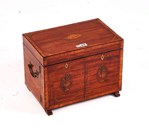 A GEORGE III INLAID MAHOGANY CASED APOTHECARY CABINET