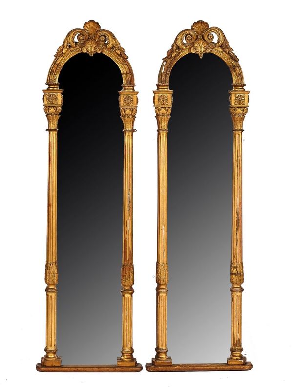 A PAIR OF 19TH CENTURY ARCH TOP MIRRORS (2)