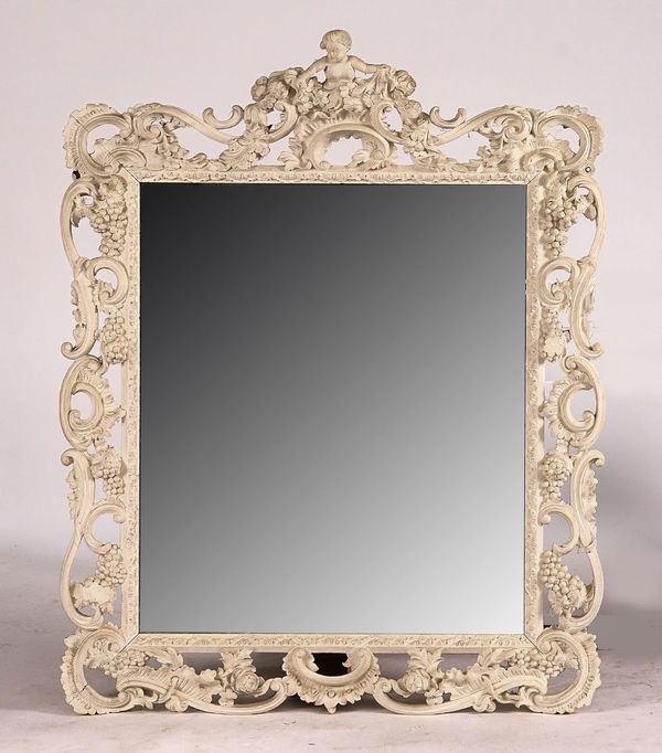 A LATE 19TH CENTURY CONTINENTAL WHITE PAINTED MIRROR