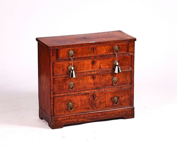 A SMALL MID-18TH CENTURY FEATHER-BANDED WALNUT CHEST