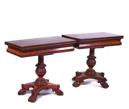 A PAIR OF GEORGE IV RECTANGULAR MAHOGANY TEA TABLES (2)