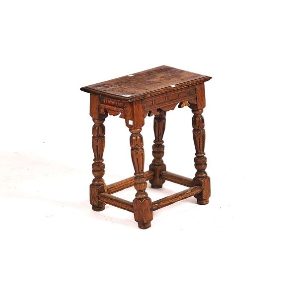 A CHARLES I STYLE OAK JOINT STOOL
