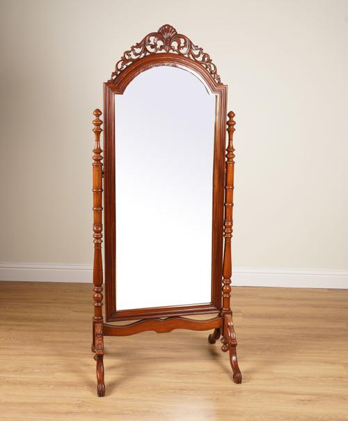 AN ARCH TOP MAHOGANY CHEVAL MORROR