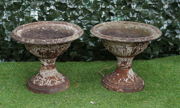 A PAIR OF 19TH CENTURY FRENCH CAST IRON GARDEN URNS (2)