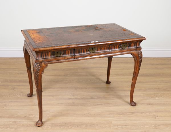 A MID 18TH CENTURY STYLE WALNUT AND COROMANDEL THREE DRAWER CENTRE TABLE