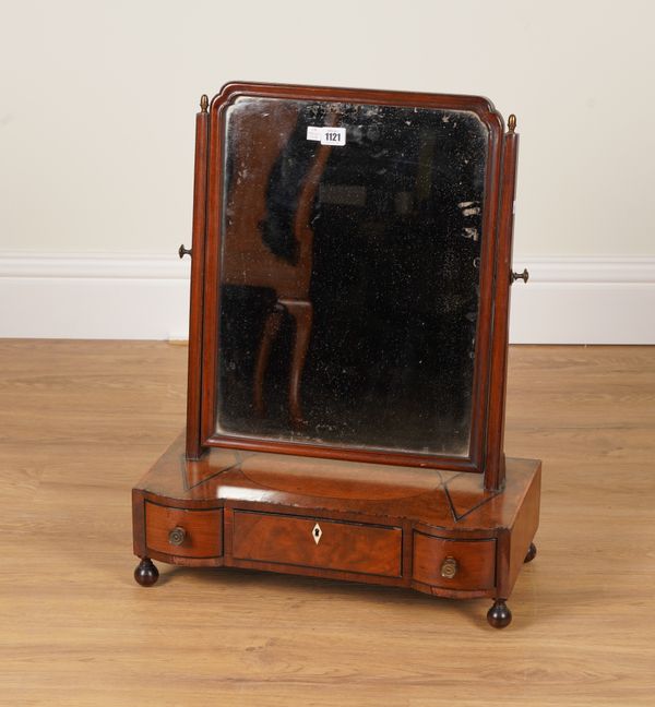 A GEORGE III COROMANDEL BANDED MAHOGANY TOILET MIRROR