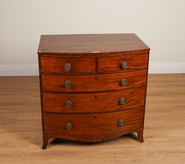 A REGENCY MAHOGANY BOWFRONT CHEST OF DRAWERS