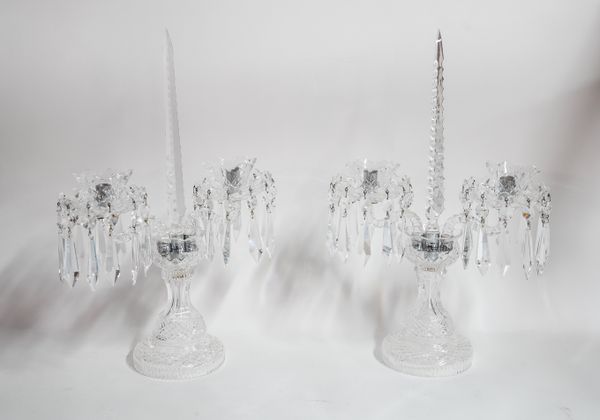 A PAIR OF WATERFORD CRYSTAL TWO-BRANCH CANDELABRA (2)