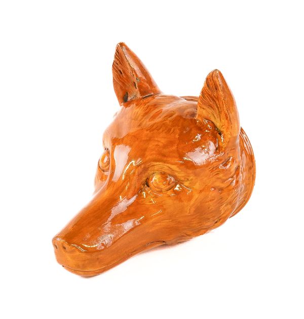 A PEARLWARE FOX HEAD STIRRUP CUP