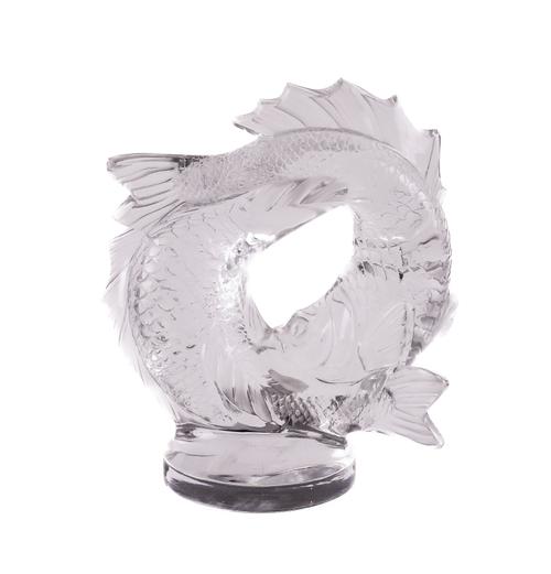 `DEUX POISSONS' A  LALIQUE CRYSTAL DOUBLE FISH SCULPTURE