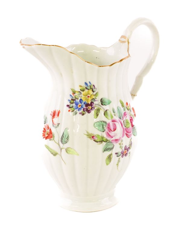 A WORCESTER POLYCHROME FLUTED MILK JUG