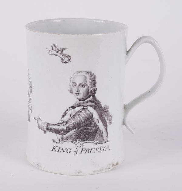 A LARGE WORCESTER `KING OF PRUSSIA' MUG