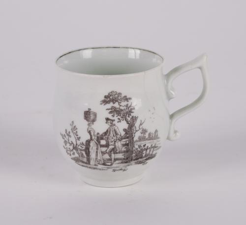 A WORCESTER BELL-SHAPED COFFEE-CUP WITH WISHBONE HANDLE
