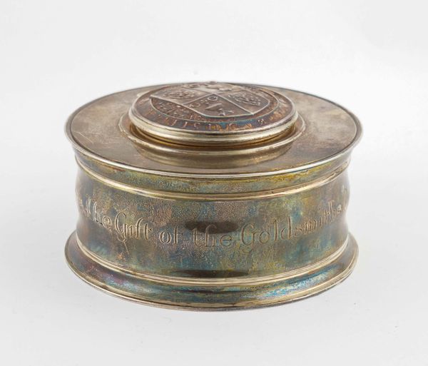 A SILVER CIRCULAR INKSTAND