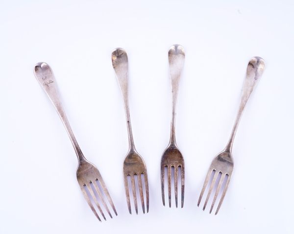 FOUR SILVER TABLE FORKS