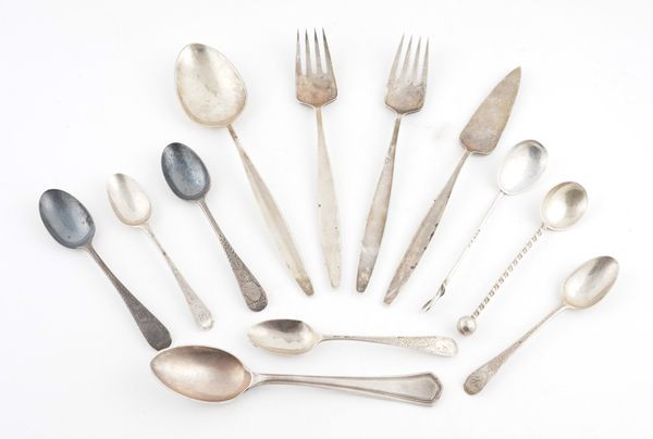 TWELVE ITEMS OF SILVER FLATWARE (12)