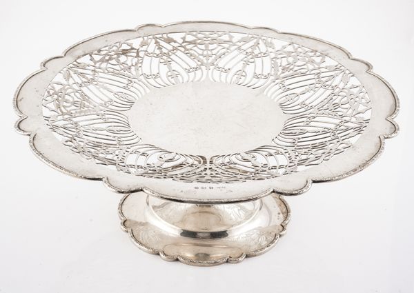 A SILVER PEDESTAL CAKE STAND