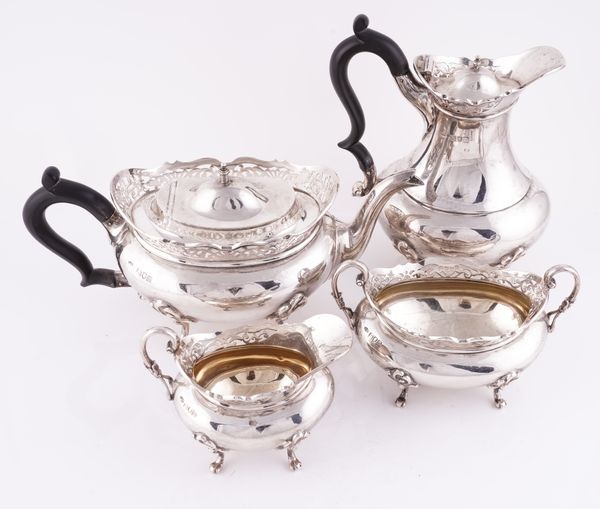 A SILVER FOUR PIECE TEA SET