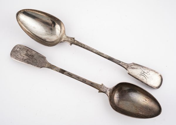 A PAIR OF VICTORIAN SILVER BASTING SPOONS (2)