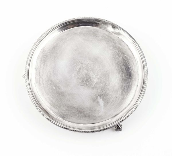 WITHDRAWN.  A GEORGE III SILVER WAITER