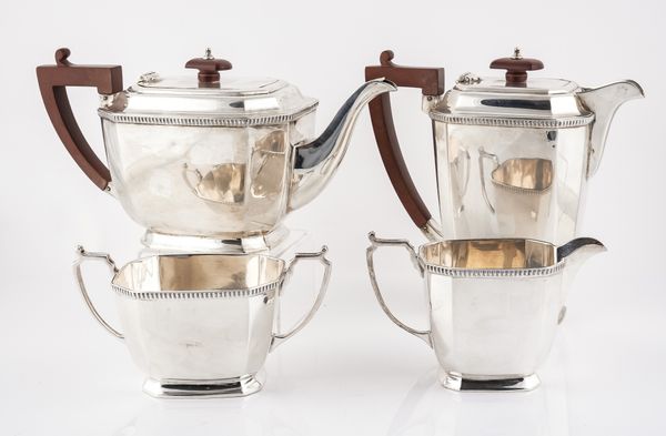 A SILVER FOUR PIECE TEA SET