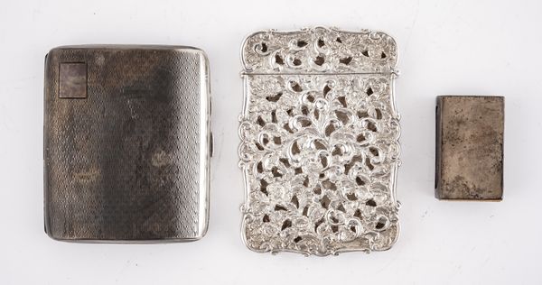 A VICTORIAN SILVER VISITNG CARD CASE AND TWO FURTHER ITEMS (3)