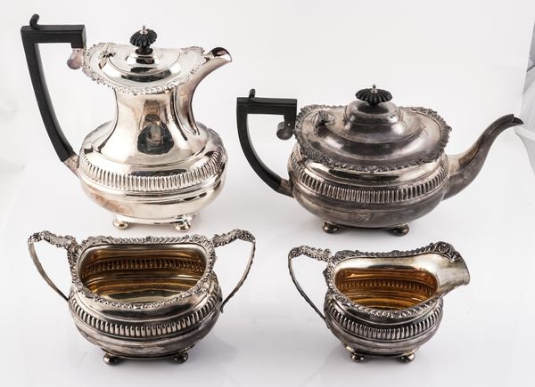 A SILVER FOUR-PIECE TEA SET