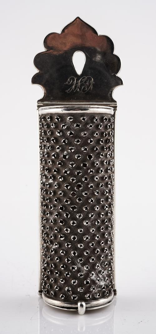 A SILVER 'KITCHEN' NUTMEG GRATER