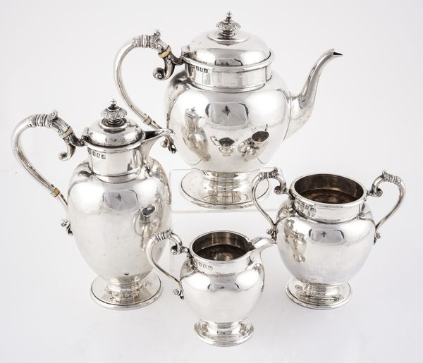 A SCOTTISH SILVER FOUR PIECE TEA SET