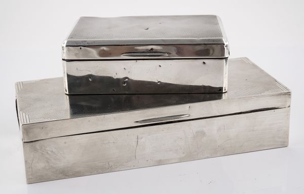 TWO SILVER TABLE CIGARETTE BOXES (2)