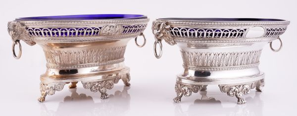 A PAIR OF SILVER TWIN HANDLED SWEETMEAT STANDS