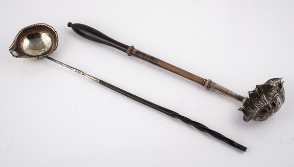 A GEORGE II SILVER PUNCH-LADLE AND ANOTHER EXAMPLE (2)